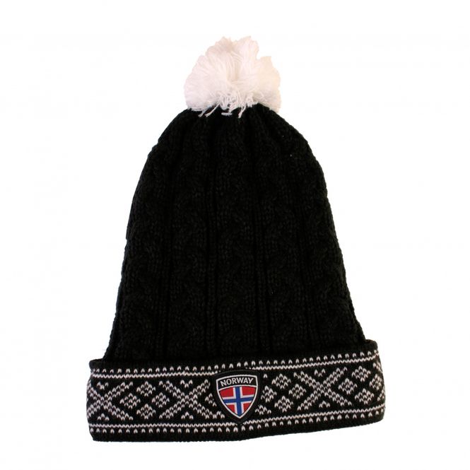 Main Image Knitted hat, black with white tassel