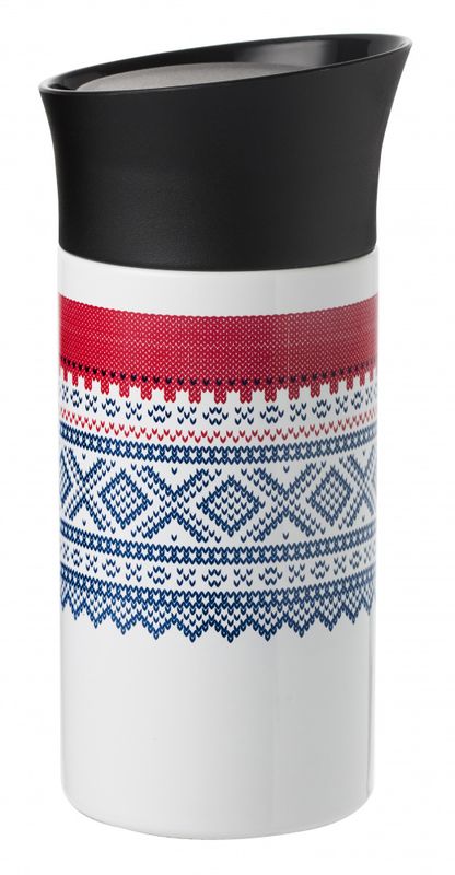 White thermo mug in the classic Marius pattern