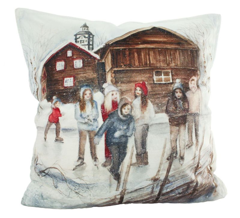 Velourpute med fyll, Barn på skøyter, Vinterbarn